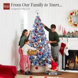 Pre Lit Blue Flocked Pine Christmas Tree with White Lights