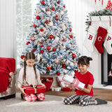 Pre Lit Ice Blue Flocked Pine Christmas Tree with Lights