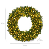 RADYAN pre-lit artificial fir Christmas wreath with plug-in LED lights hanging on a front door