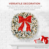 Pre-Lit Flocked Artificial Fir Christmas Wreath with 2-in-1 LED Lights