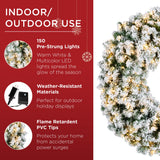 Pre-Lit Flocked Artificial Fir Christmas Wreath with 2-in-1 LED Lights