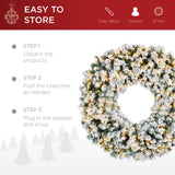 Pre-Lit Flocked Artificial Fir Christmas Wreath with 2-in-1 LED Lights