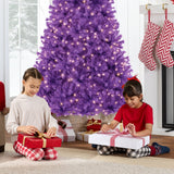 Pre Lit Purple Christmas Tree with Incandescent Lights & Metal Stand