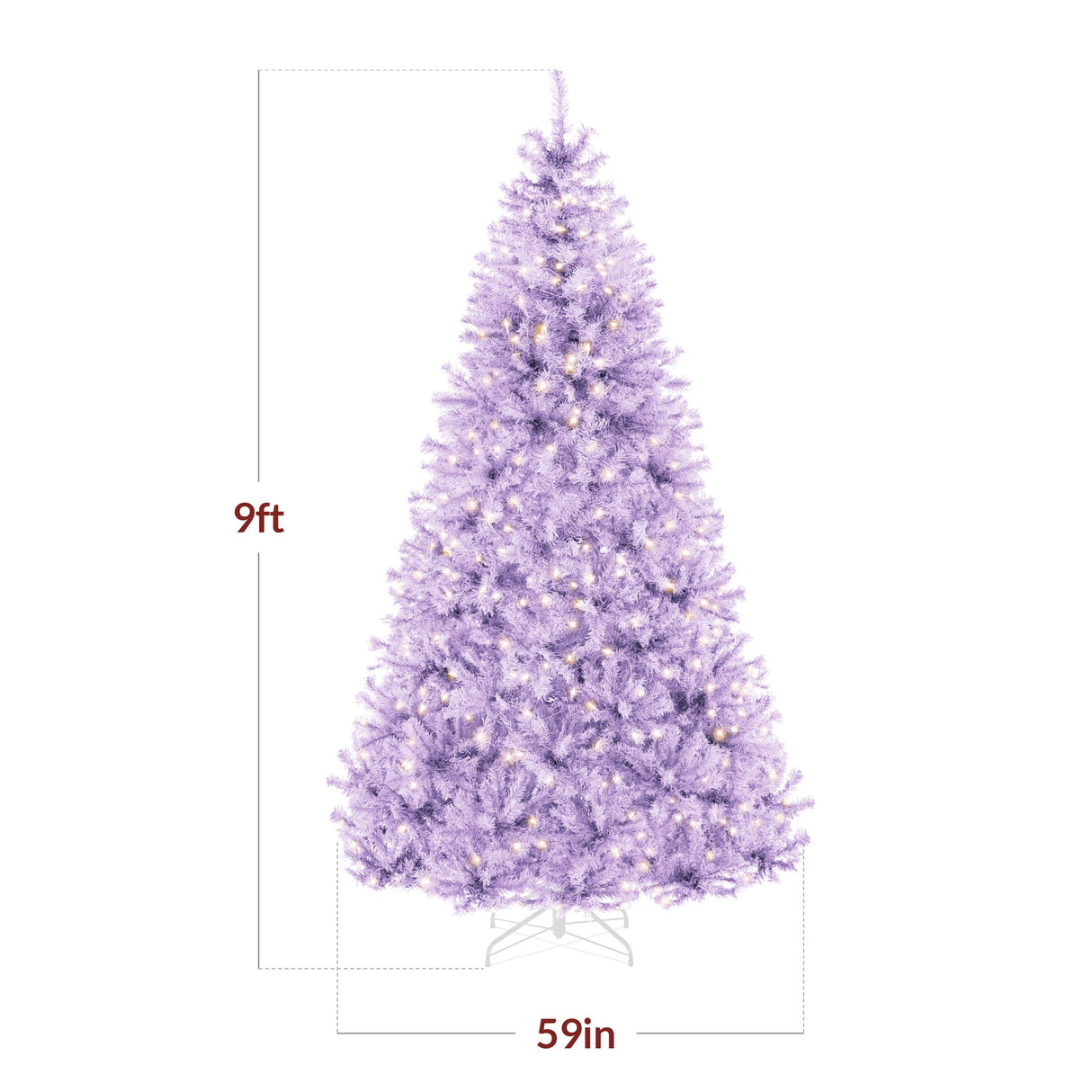 Pre Lit Lavender Christmas Tree with Incandescent Lights & Metal Stand