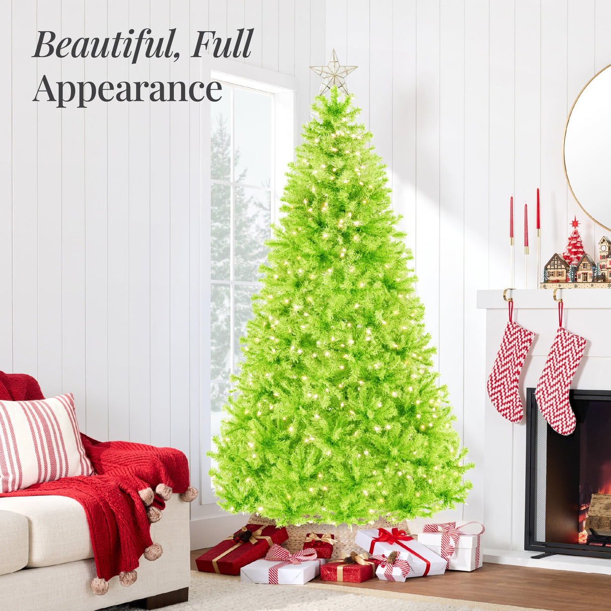 Pre Lit Lime Green Artificial Christmas Tree with Incandescent Lights