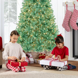 Pre-Lit Artificial Christmas Tree with Warm LED String Lights product image showing its overall design and key features.