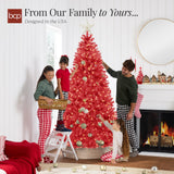 Pre Lit Red Artificial Christmas Tree with Incandescent Lights