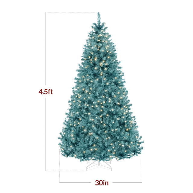 Pre-Lit Artificial Christmas Tree with Incandescent String Lights product image showing its overall design and key.