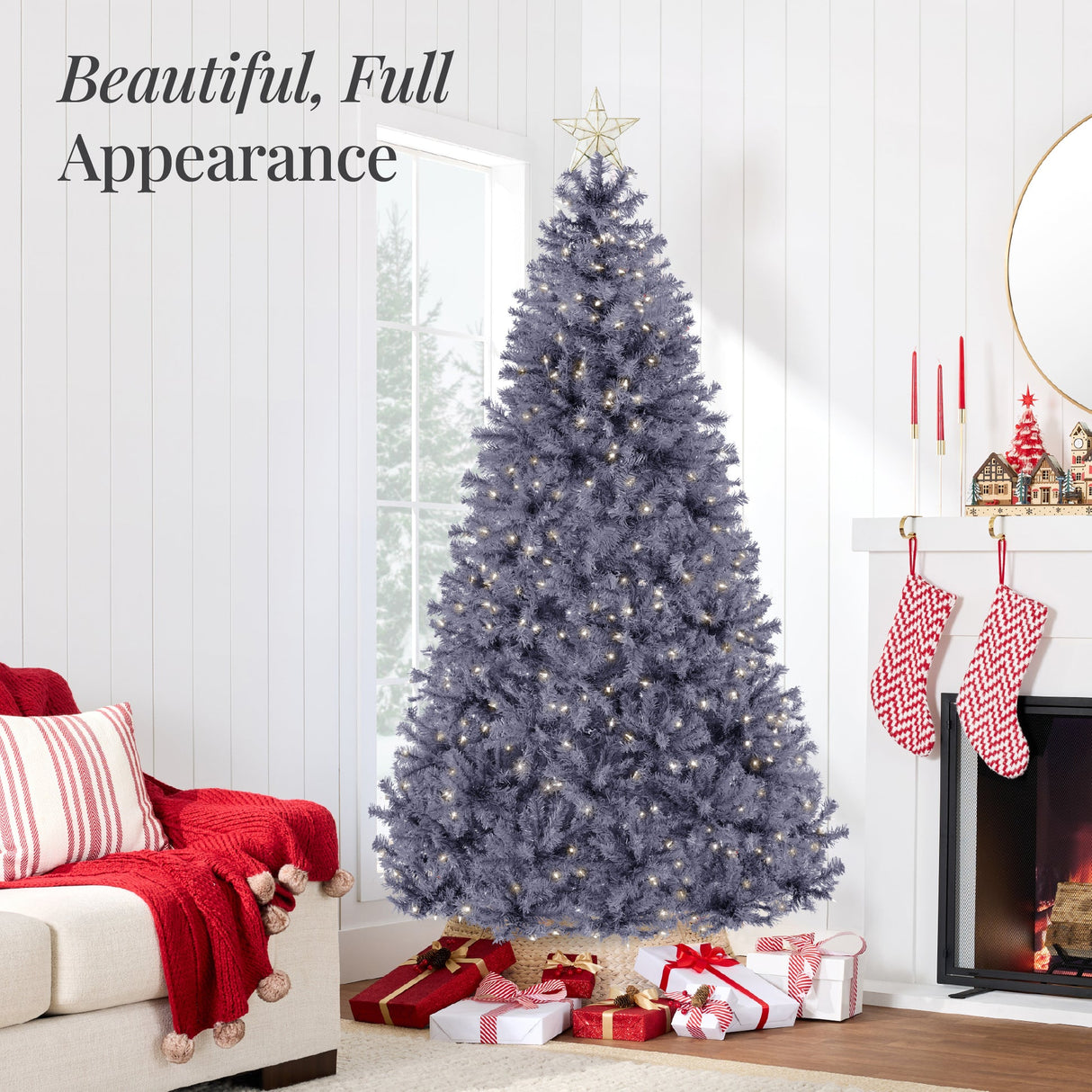 Pre Lit Charcoal Artificial Christmas Tree with Incandescent Lights