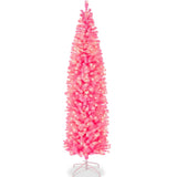 Pre-Lit Pencil Christmas Tree with Warm White LED String Lights product image showing its overall design and key.