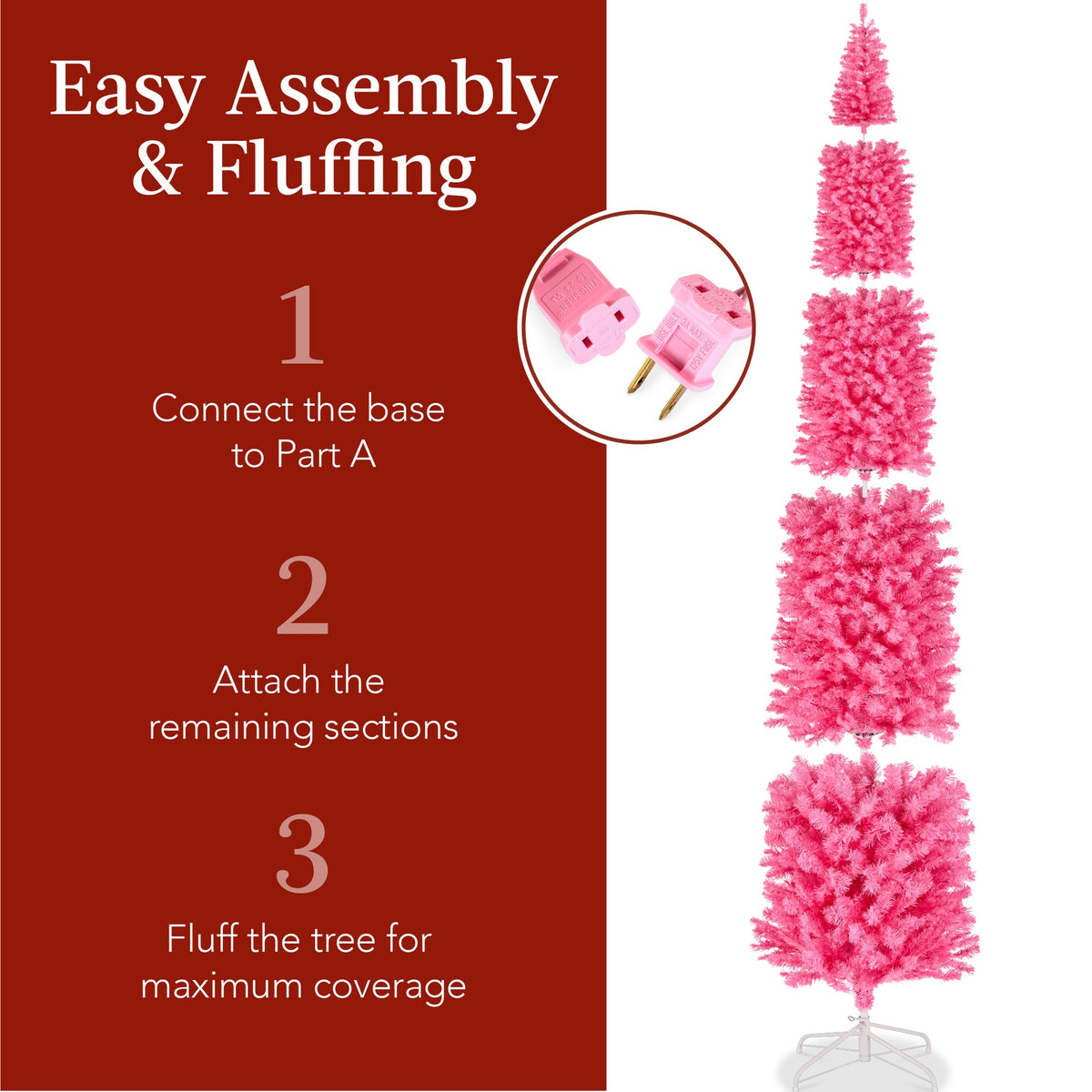 Pre-Lit Pencil Christmas Tree with Warm White LED String Lights product image showing its overall design and key.