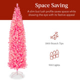 Pre-Lit Pencil Christmas Tree with Warm White LED String Lights product image showing its overall design and key.