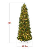 Pre-Lit Scotch Pine Pencil Christmas Tree with Sturdy Metal Stand product image showing its overall design and key.