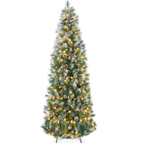 Pre Lit Frosted Scotch Pine Pencil Christmas Tree with Metal Stand