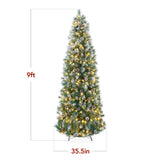 Pre-Lit Frosted Scotch Pine Pencil Christmas Tree with Metal Stand product image