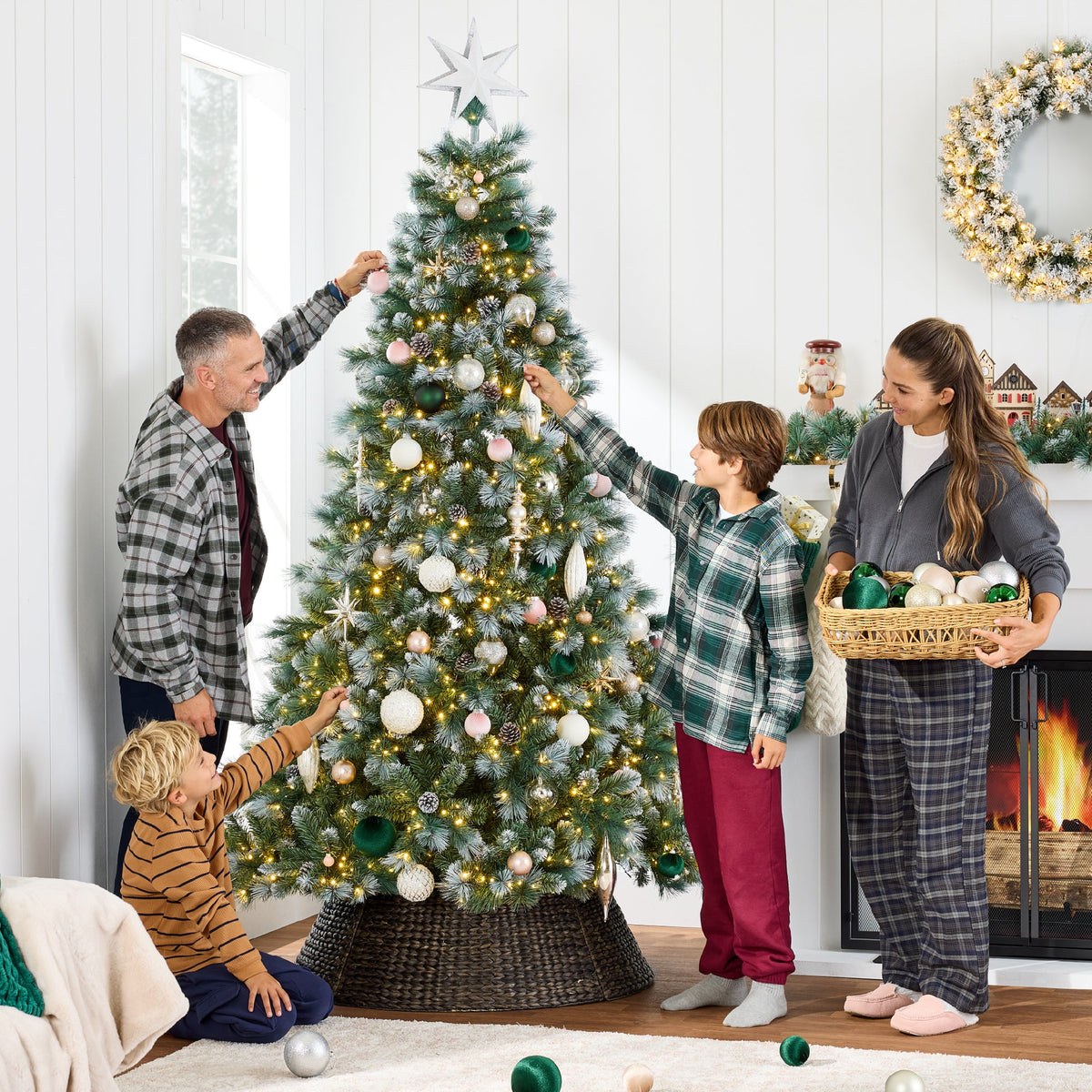 Pre-Lit Frosted Scotch Pine Christmas Tree with Sturdy Metal Stand product image