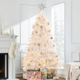 Pre Lit White Tinsel Artificial Christmas Tree with Foldable Stand