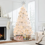 Pre Lit White Tinsel Artificial Christmas Tree with Foldable Stand