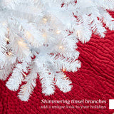 Pre Lit White Tinsel Artificial Christmas Tree with Foldable Stand