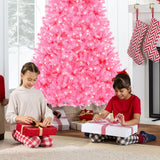 Pre Lit Pink Christmas Tree with Incandescent Lights & Metal Stand