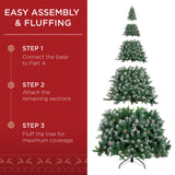 Pre-Decorated Flocked Christmas Tree with Pinecone Branch Tips product image showing its overall design and key.