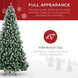 Pre-Decorated Flocked Christmas Tree with Pinecone Branch Tips product image showing its overall design and key.