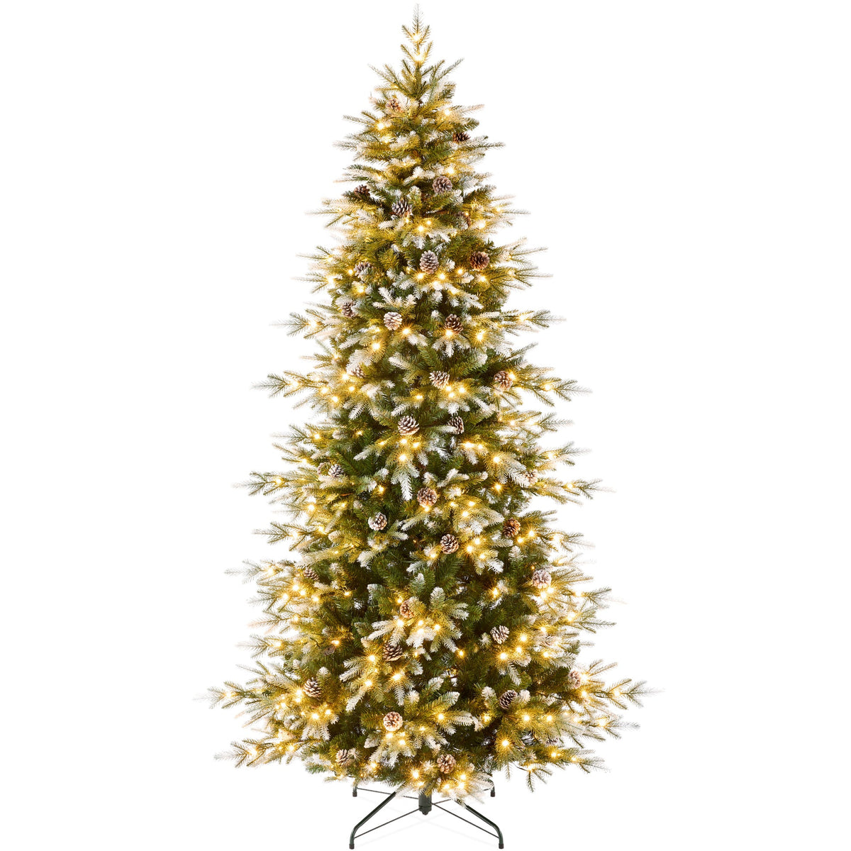 Pre-Lit Flocked Slim Aspen Noble Fir Christmas Tree with Metal Stand product image