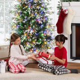 Pre-Lit Flocked Slim Aspen Noble Fir Christmas Tree with Metal Stand product image