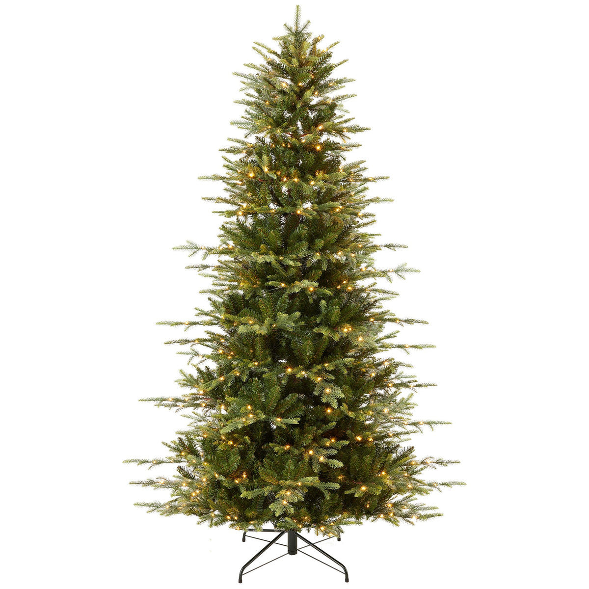 Pre-Lit Artificial Aspen Slim Noble Fir Christmas Tree with Stand product image showing its overall design and key.