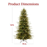 Pre-Lit Artificial Aspen Slim Noble Fir Christmas Tree with Stand product image showing its overall design and key.