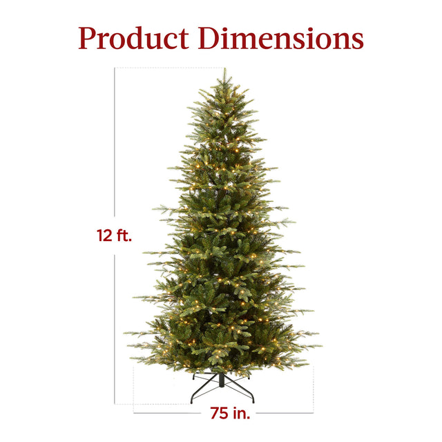 Pre-Lit Artificial Aspen Slim Noble Fir Christmas Tree with Stand product image showing its overall design and key.