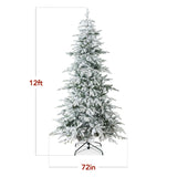 Pre-Lit Flocked Aspen Noble Fir Christmas Tree with Metal Stand product image showing its overall design and key.