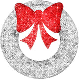 48in Pre Lit Outdoor Christmas Wreath with Bow LED Metal Decor