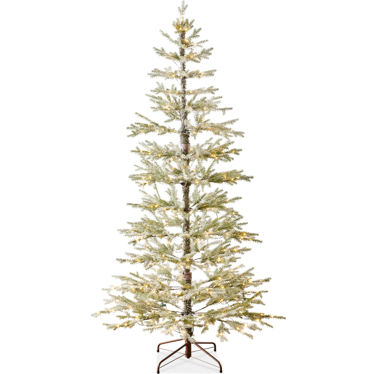 Green Pre Lit Sparse Flocked Christmas Tree with 2 in 1 LED Lights Cordless Connection