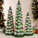 Set of 3 Pre-Lit Ceramic Christmas Trees with LED Lights