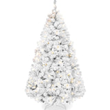 Pre Lit White Snow Flocked Artificial Pine Christmas Tree with Lights