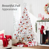 Pre-Lit Snow Flocked Artificial Pine Christmas Tree with Lights product image showing its overall design and key.