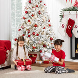 Pre-Lit Snow Flocked Artificial Pine Christmas Tree with Lights product image showing its overall design and key.