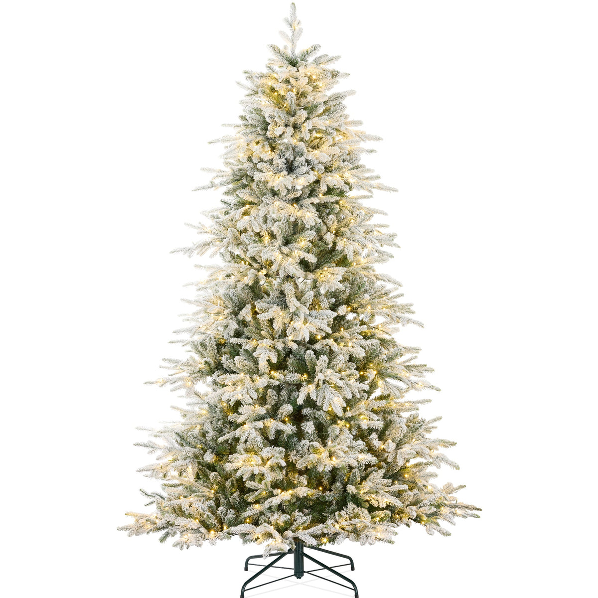 Pre-Lit Flocked Aspen Christmas Tree with Glowing LED Lights product image showing its overall design and key features.