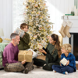 Pre-Lit Flocked Aspen Christmas Tree with Glowing LED Lights product image showing its overall design and key features.