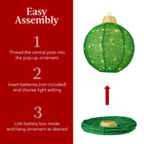 3-Piece Hanging Pop-Up Christmas Ornament Set with LED Light