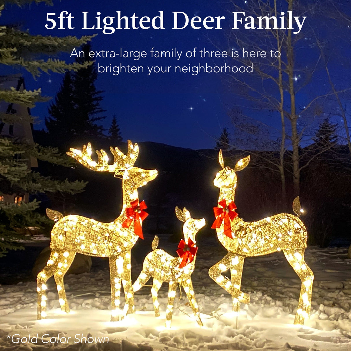 3 Piece Lighted Christmas Deer Set Outdoor LED Decor