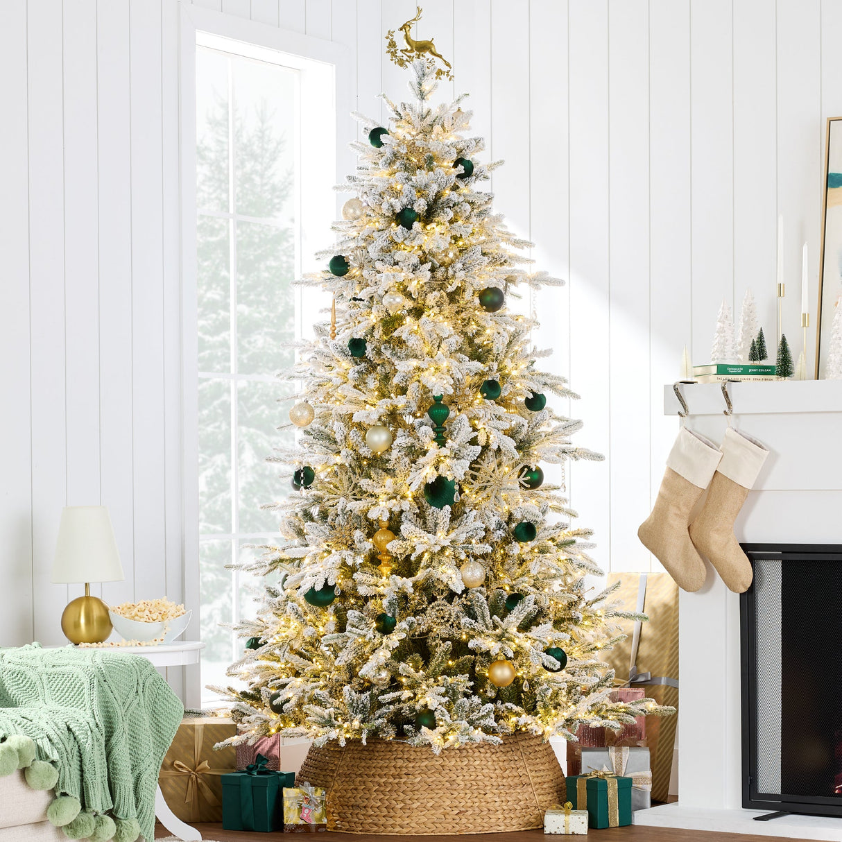 Pre Lit Flocked Aspen Christmas Tree with Twinkling Micro LED Lights