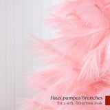 Premium Pink Pampas Christmas Tree with Foldable Metal Base