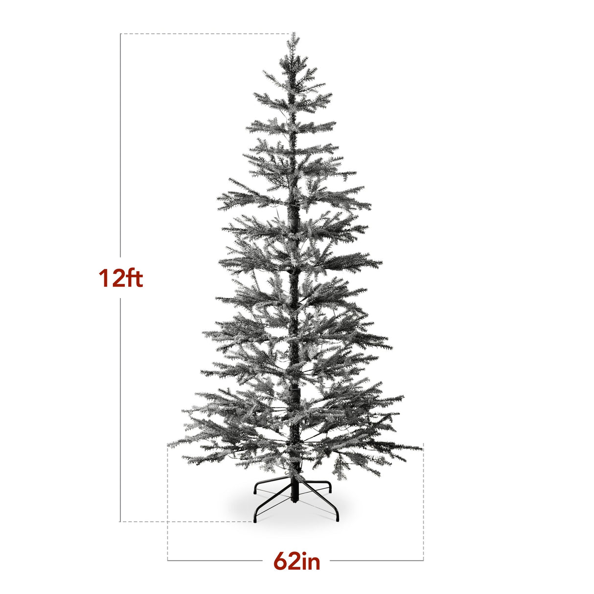 Black Pre Lit Sparse Flocked Christmas Tree with LED Lights