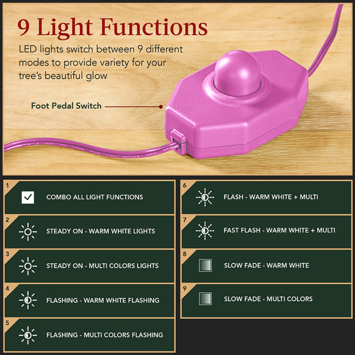 Pink Pre Lit Flocked Christmas Tree with 2 in 1 LEDs