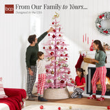 Pink Pre Lit Flocked Christmas Tree with 2 in 1 LEDs