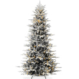 Pre Lit Flocked Aspen Noble Fir Christmas Tree with LED Lights