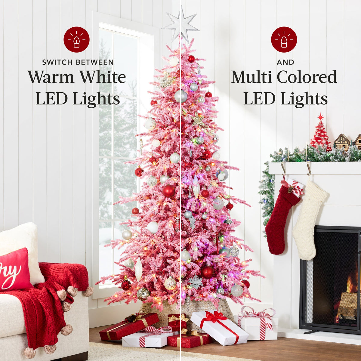 Pre-Lit Flocked Aspen Noble Fir Christmas Tree with Dual-Tone LEDs product image