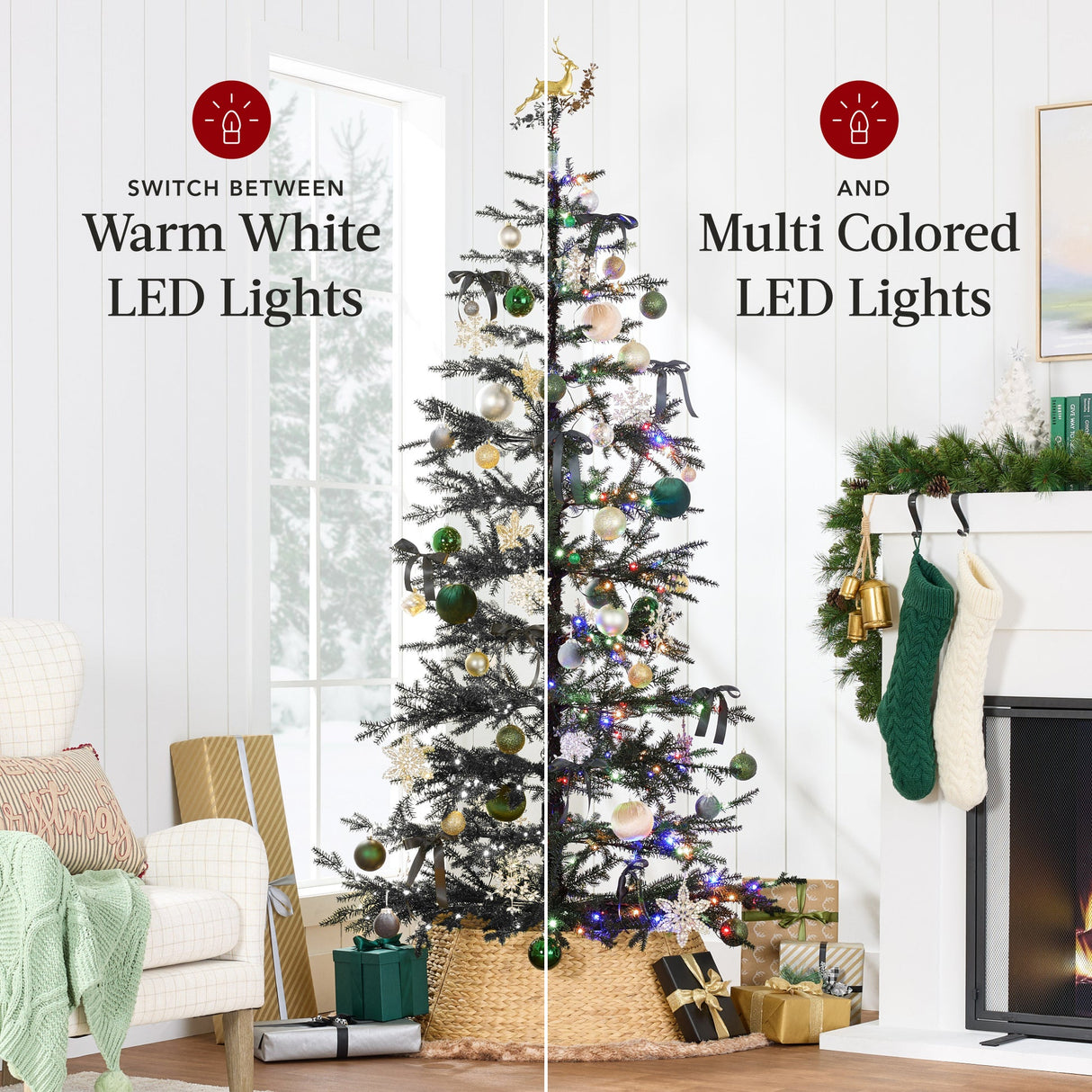 Pre Lit Sparse Christmas Tree with 2 in 1 LED Lights & Cordless Connection